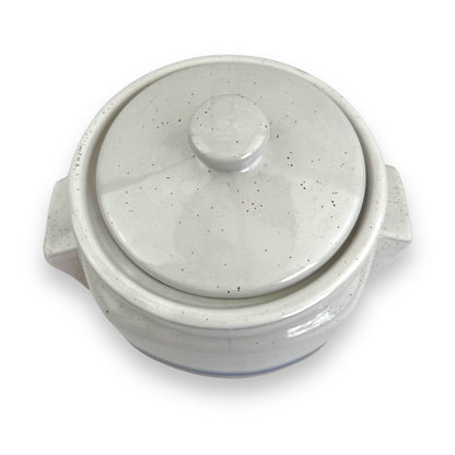 White blue & pink ceramic storage jar