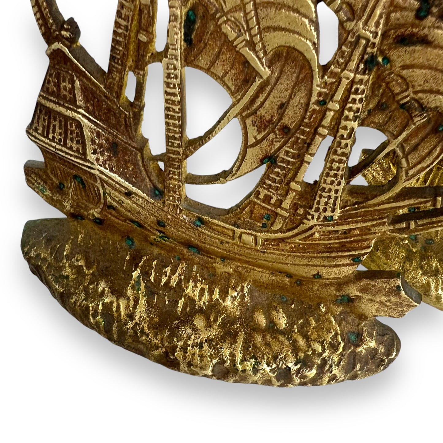 Brass Ship Bookend Pair