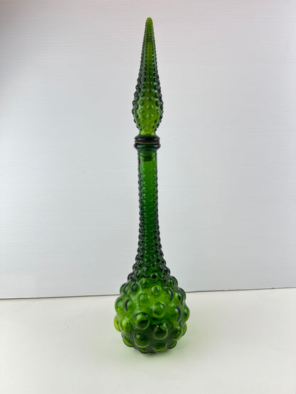 Italian Empoli Green Glass Genie Bottle