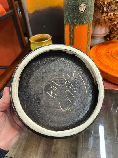 Ellis Pottery Ceramic Ashtray 104 – Orange, Black & Grey