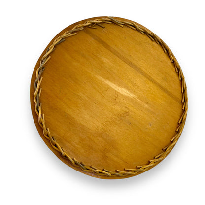 Orange flower round cane tray