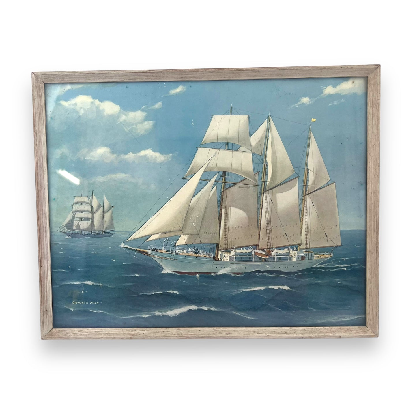 Nautical Boat Print in White Frame by Laurence Dunn – Deep Sea Windjammer & Mercator Sailing Ships