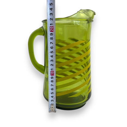 Green Glass Striped Jug