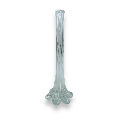 Elephant Foot Bud Vase, Elegant Twisted Ribbed Neck, Vintage Glass