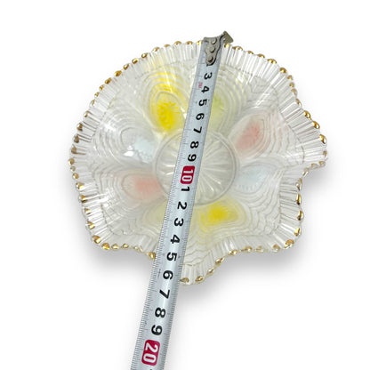Pastel and gold rim, wavy top nibble dish set of 2 - Depression Glass