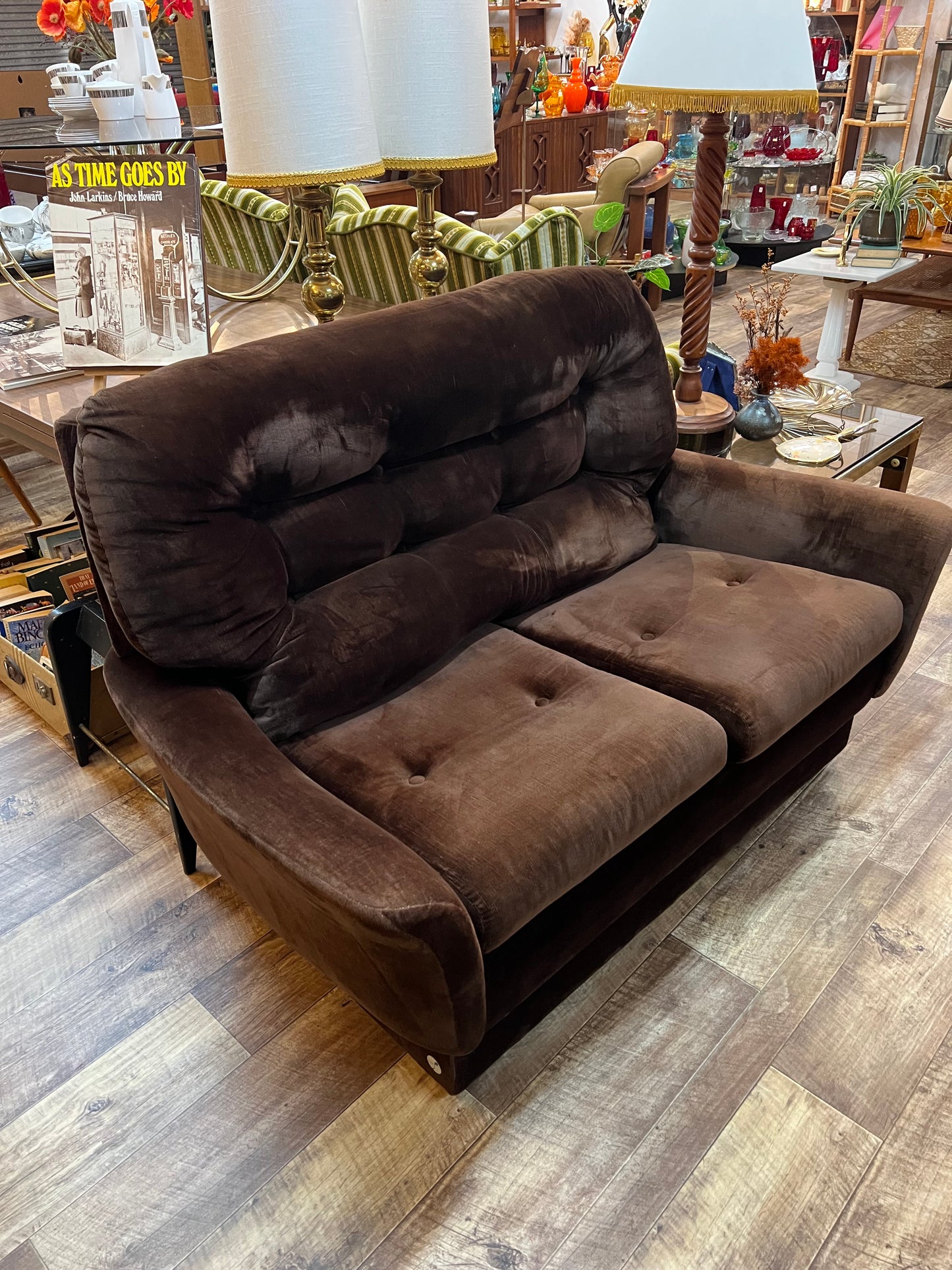 Fler Vintage Brown Velvet 2 Seater Lounge – Made in Australia