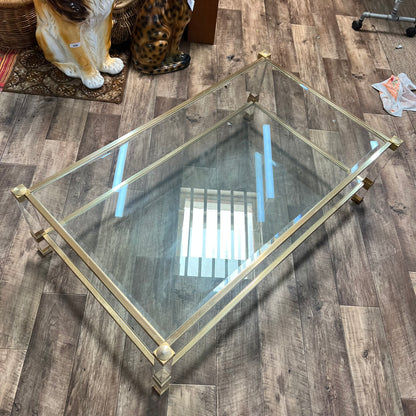 Pierre Vandel Paris Lucite & Brass Two-Tier Coffee Table