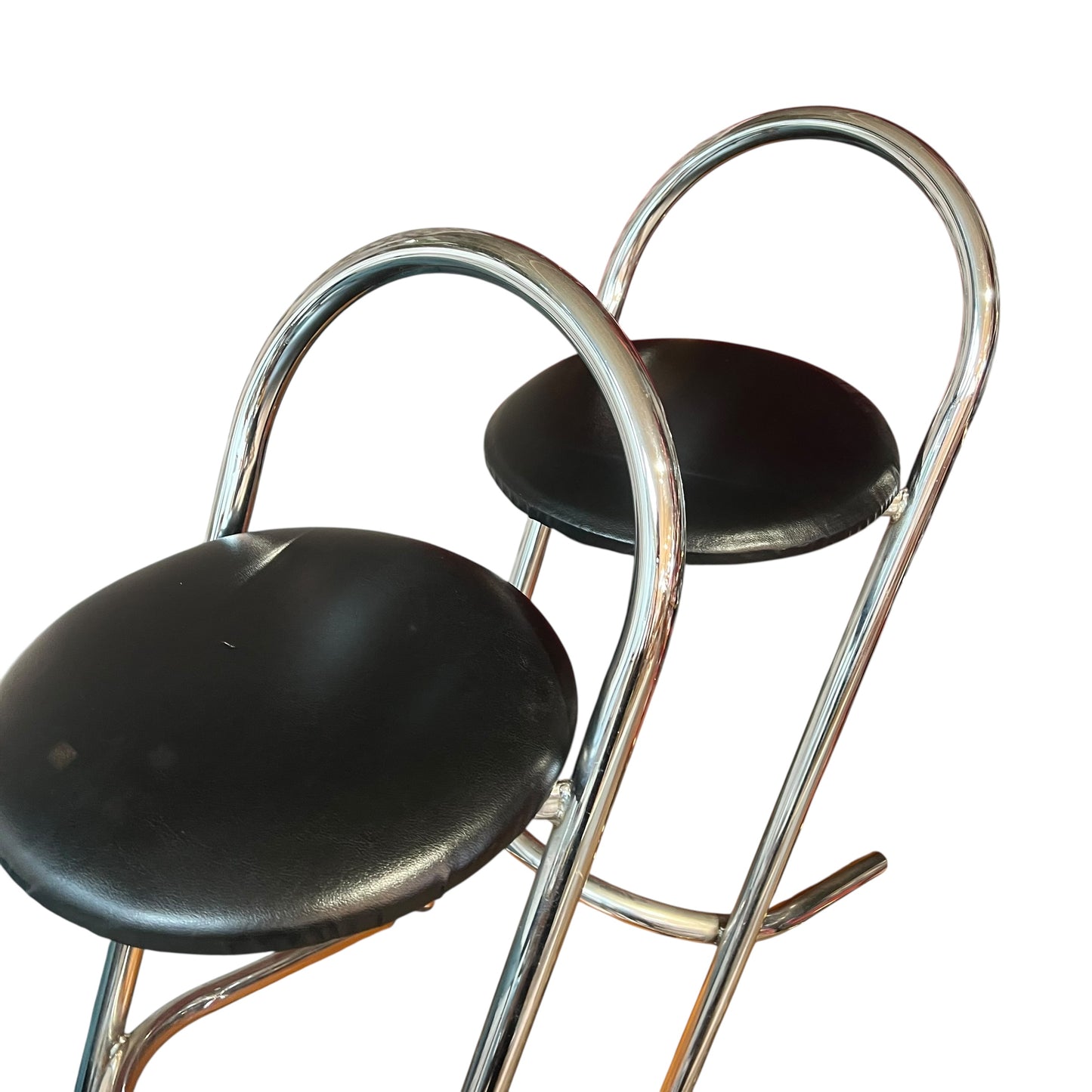 Pair of Chrome & Black Vinyl Bar Stools