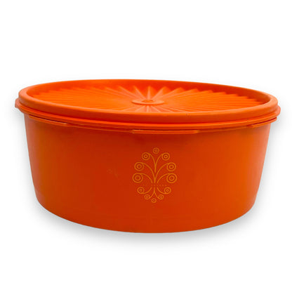 Round Orange Tupperware Storage Container