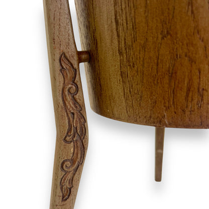 Mid Century Marquis Tripod Faux Teak Planter