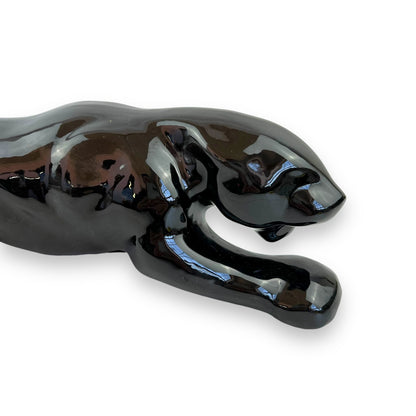 Black Stalking Panther Ceramic Sculpture
