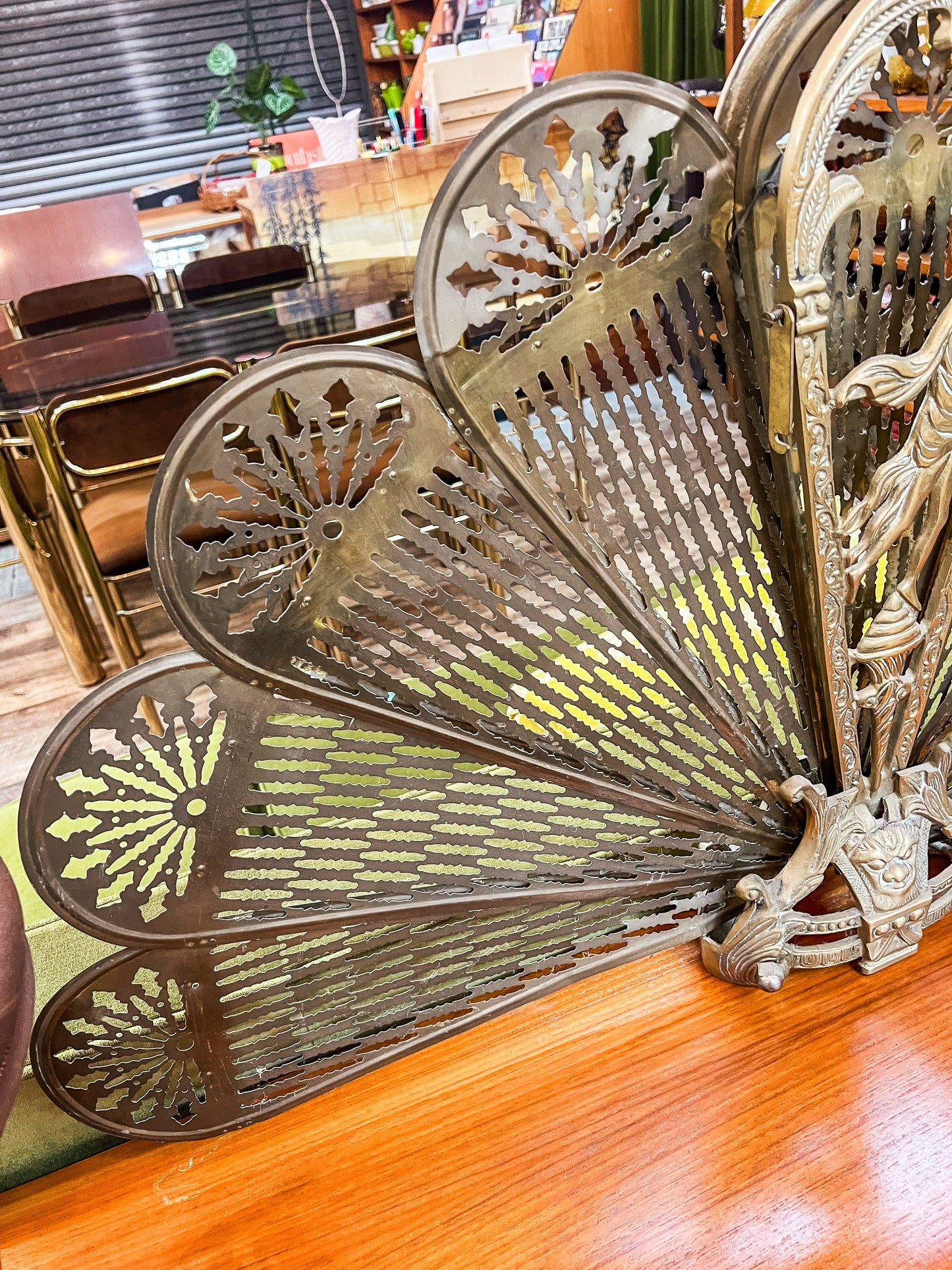 Brass Peacock Fire Screen