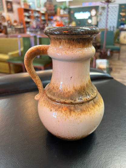 Scheurich West German Pottery 496-18 Cream & Brown Handled Vase