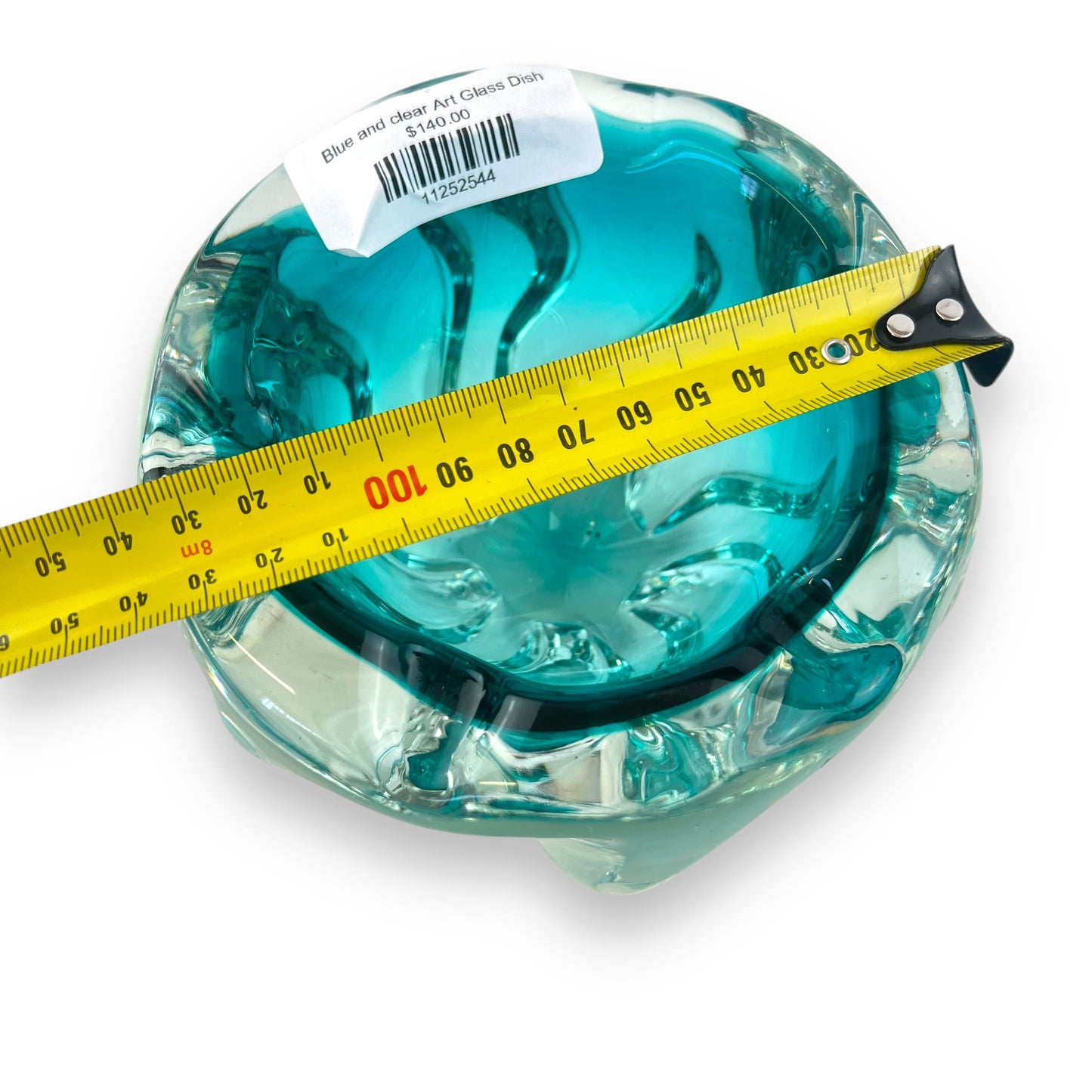 Blue and clear Art Glass Dish