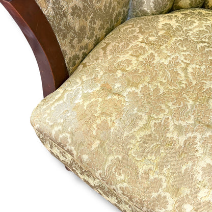 Antique Tufted Armchair – Ornate Timber Frame