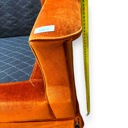 Orange Velour 3 Seater Lounge