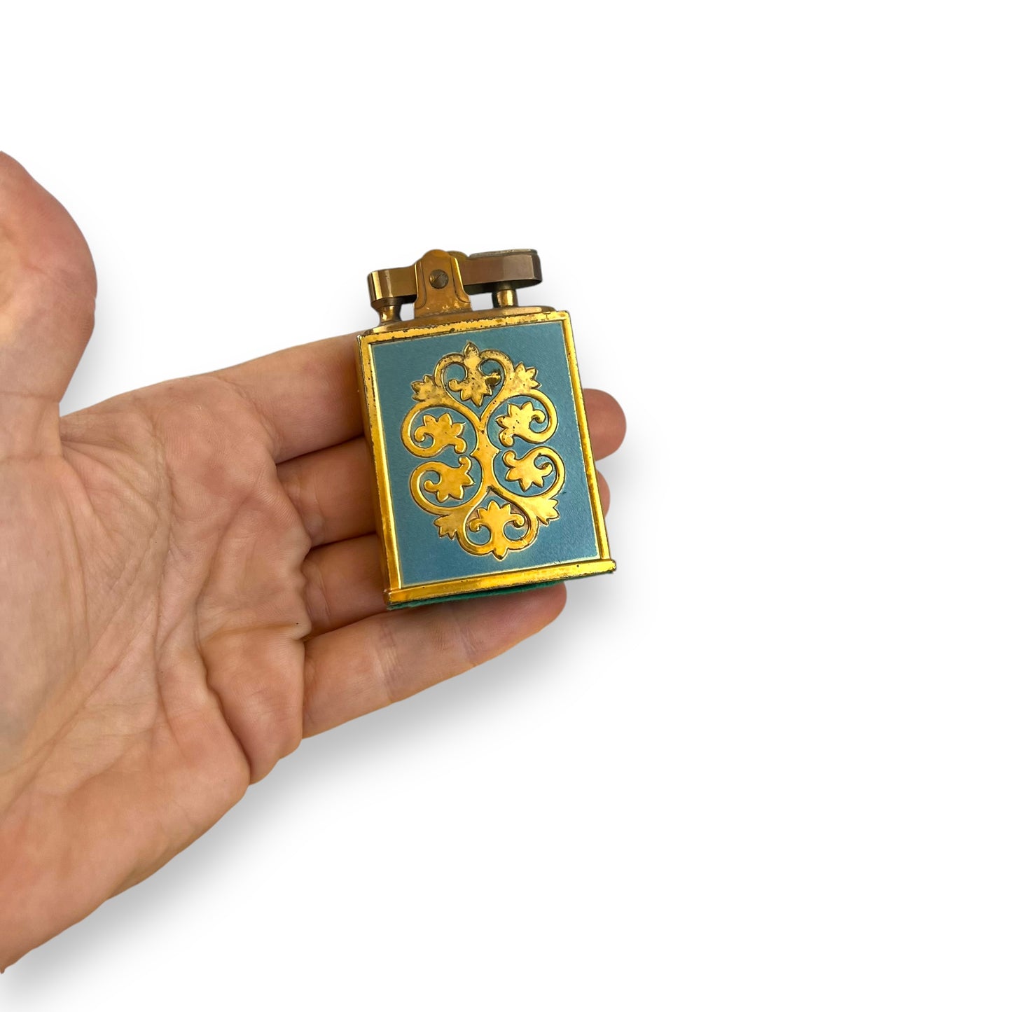 Brass Ornate Cigarette Holder, Lighter, and Ashtray with Leaping Deer Design – Elegant Mid-Century Smoking Set