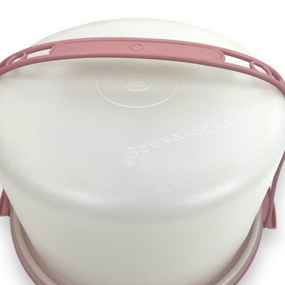 Vintage Pink Tupperware Round Cake Carrier Storage Container