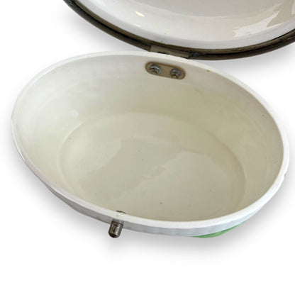 Art Deco green and white oval cookie jar