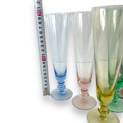 Harlequin Champagne Flutes Set of 5: Blue, Pink, Yellow, Green & Black