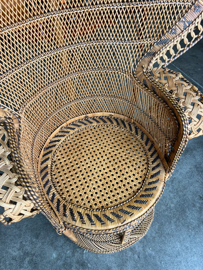 Cane Peacock Chair – Ornate Woven Rattan Statement Chair