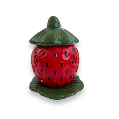 Strawberry sugar pot with lid