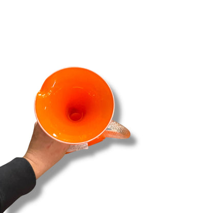 Empoli Italian Art Glass Ewer — Palina Fiorentina Orange with Twisted Clear Handle