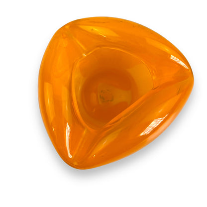 Bright Orange Art Glass Triangular Ashtray
