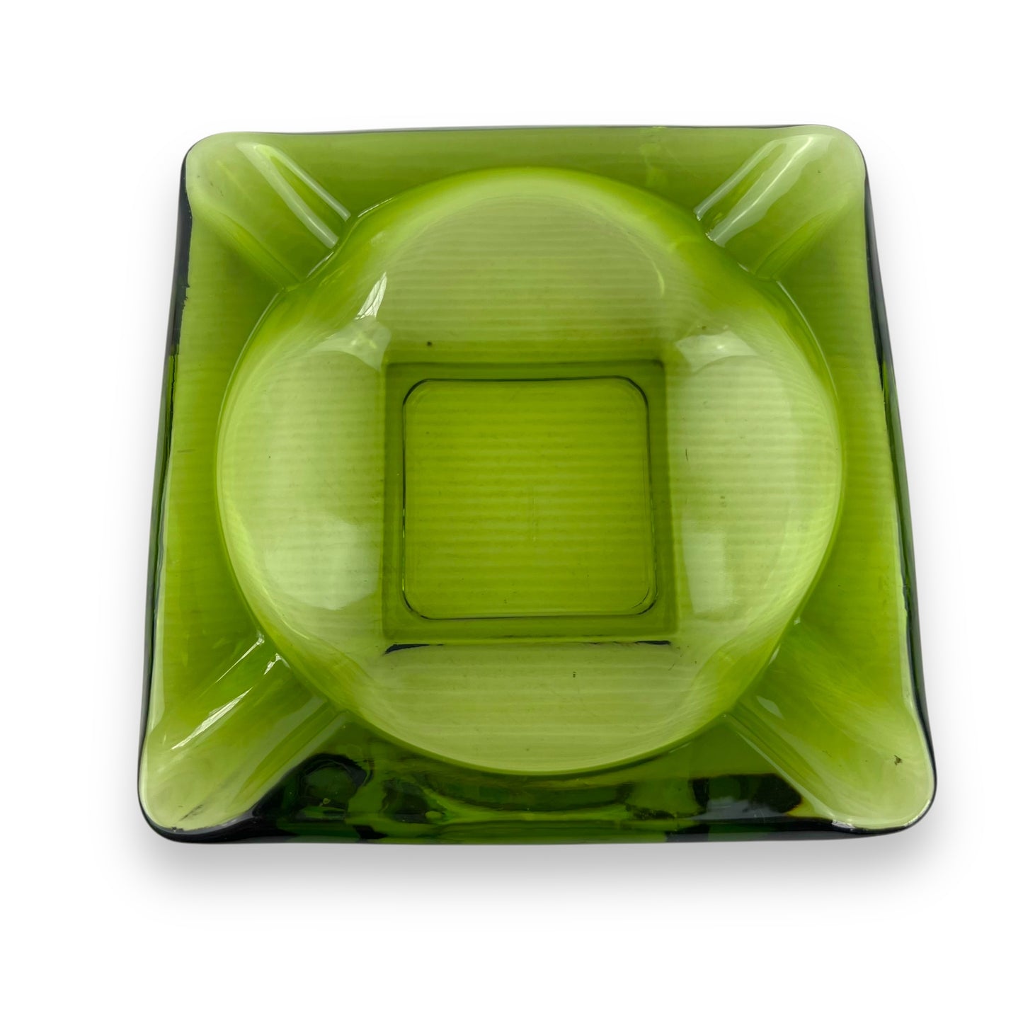 Green Glass Square Ashtray