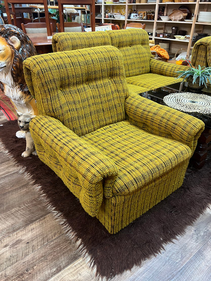 1970s Mustard Yellow Textured Fabric Armchair