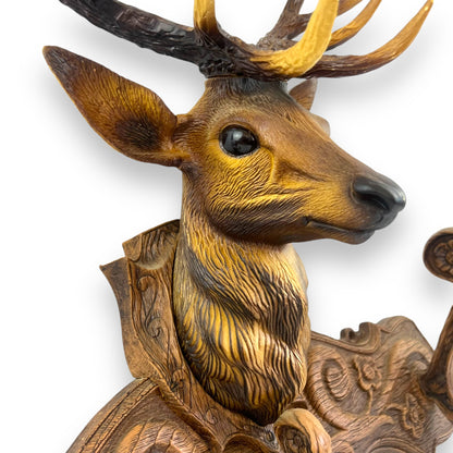 Fisher France Plastic Elk Stag Deer Head Coat Rack - Faux Antler Wall Hanging