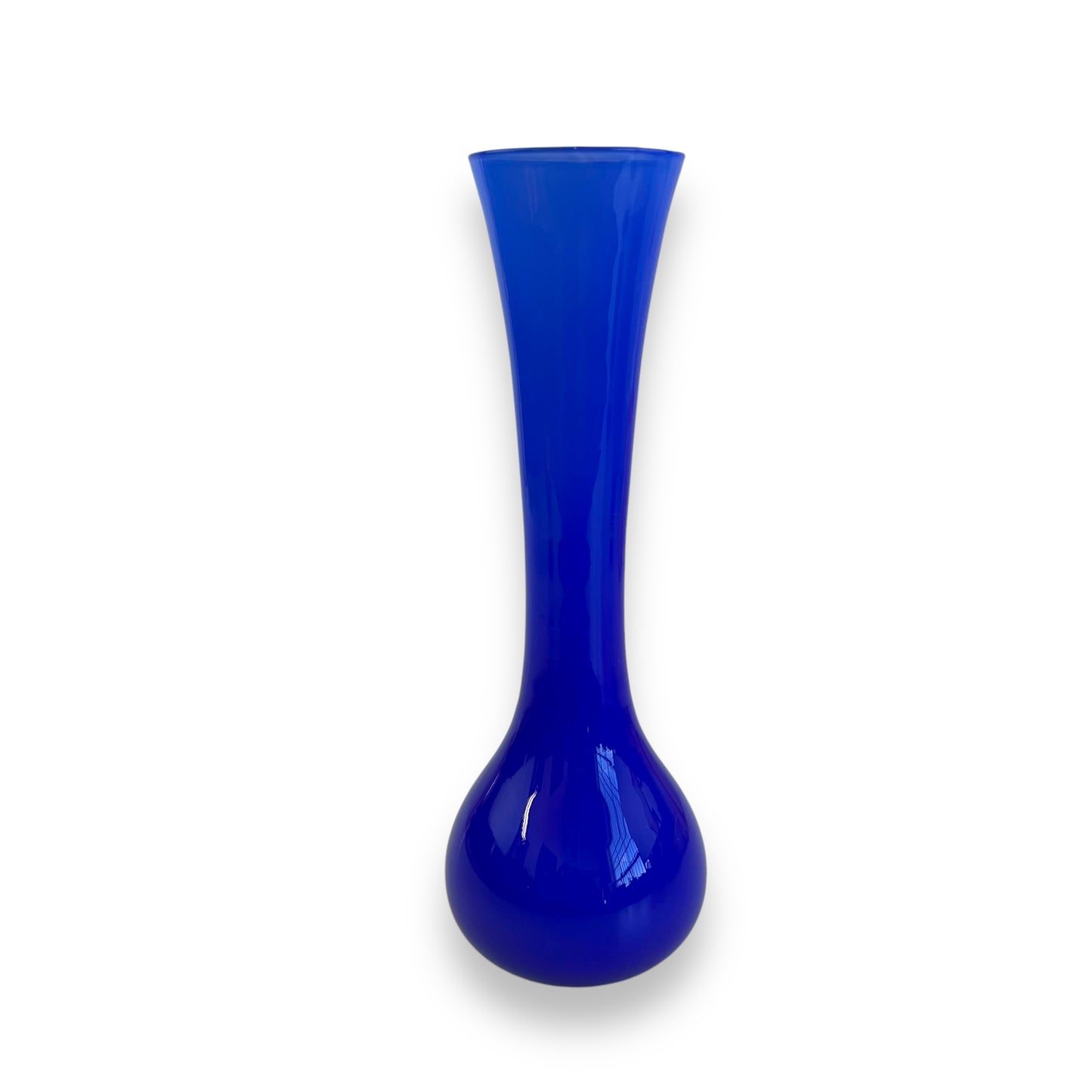 Cobalt Blue Glass Vase – Flared Neck & Bulbous Base