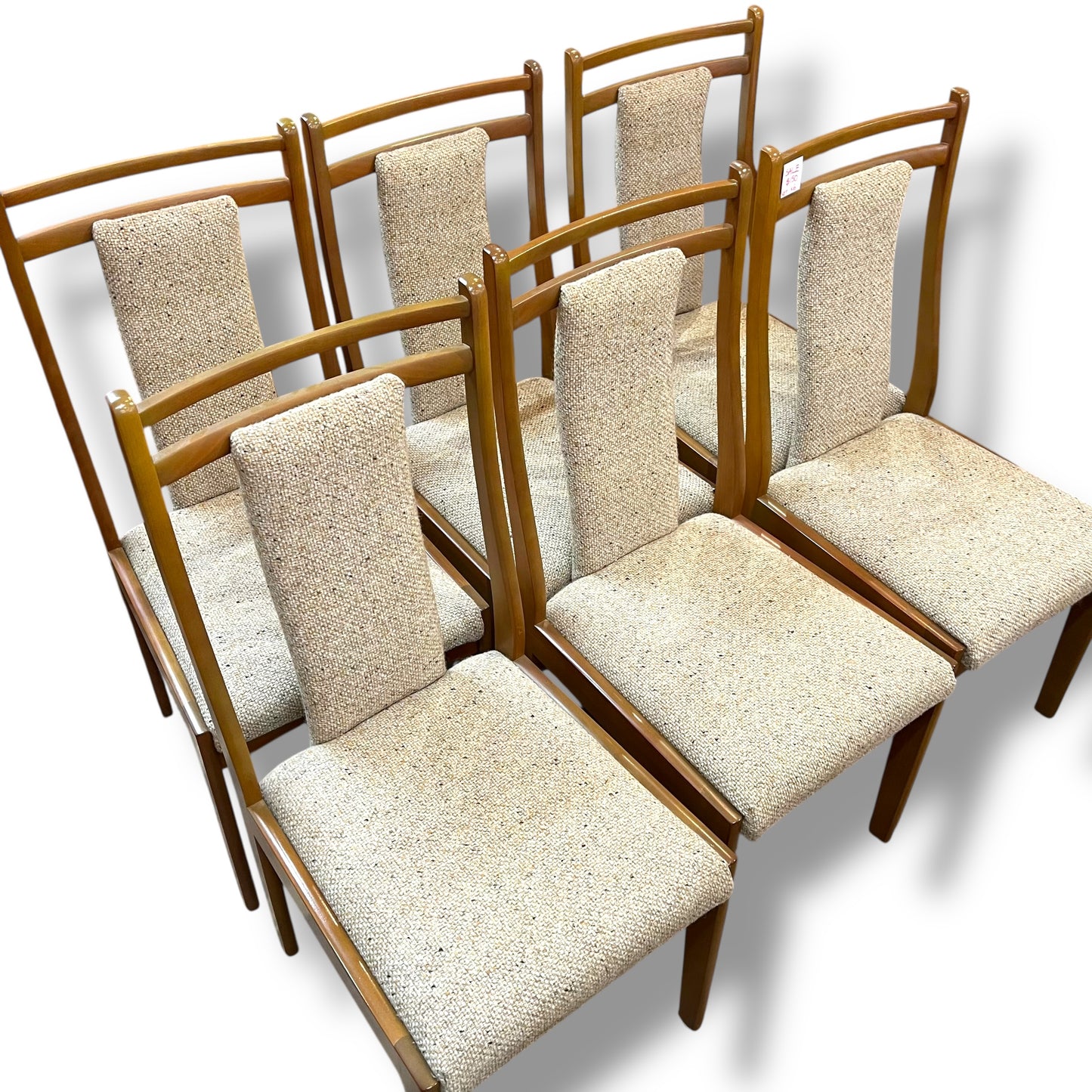 Set of 6 Vintage Dining Chairs with High Backrests
