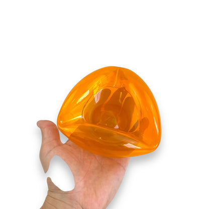 Bright Orange Art Glass Triangular Ashtray