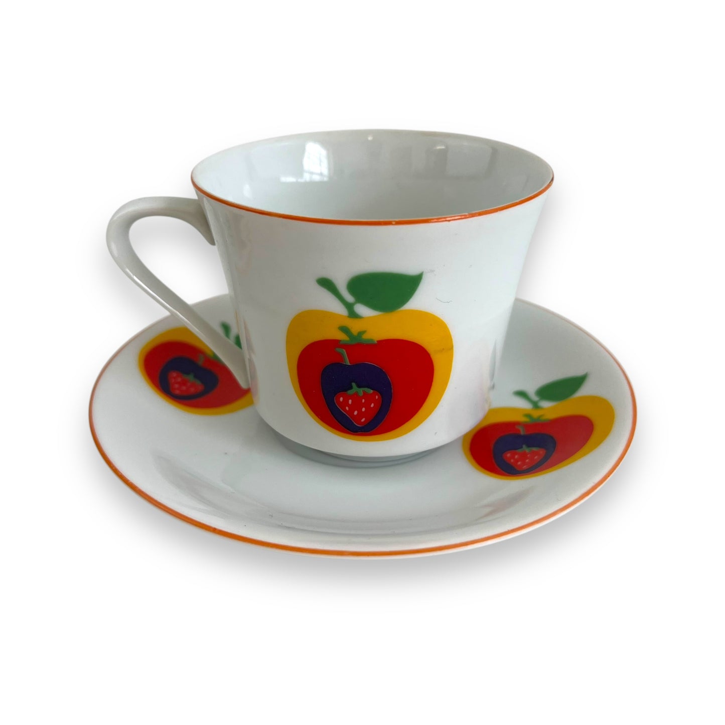 Strawberry & Apple design teacup set of 2