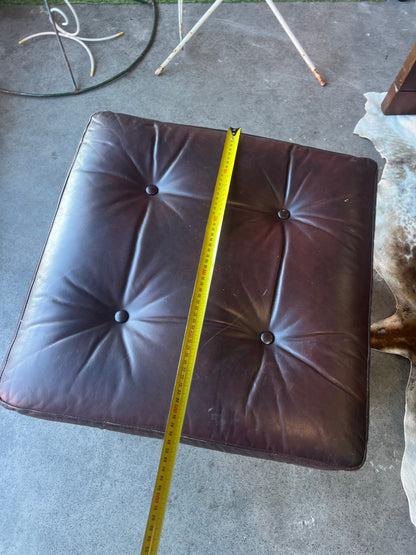 Davis Furniture Leather Footstool – Solid Timber Base