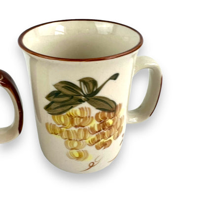 Yellow grape pattern mug set of 2