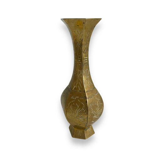 Hexagon shape brass small vase