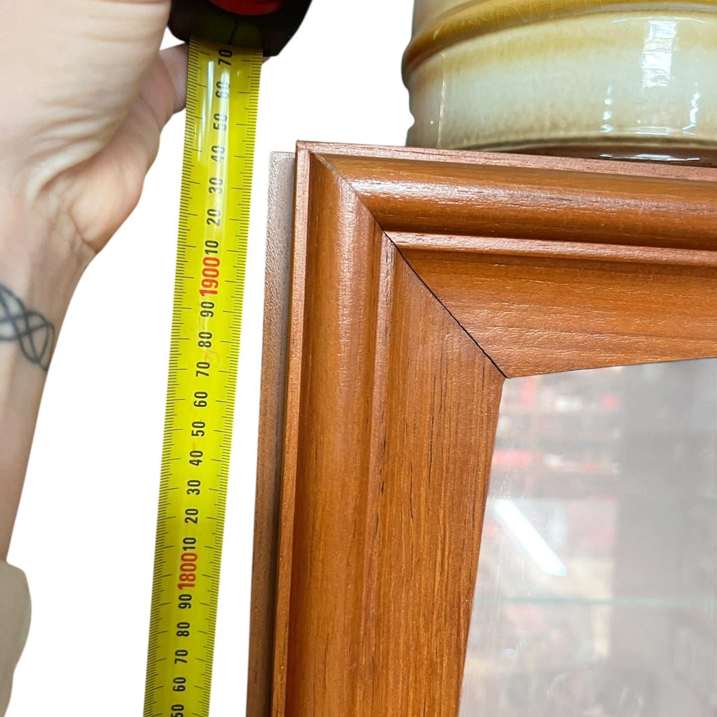 Burgess Teak Pull Down Bar Display Cabinet