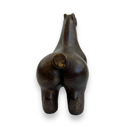 Lujo Vodopivec Handmade Ceramic Dark Brown Horse Sculpture