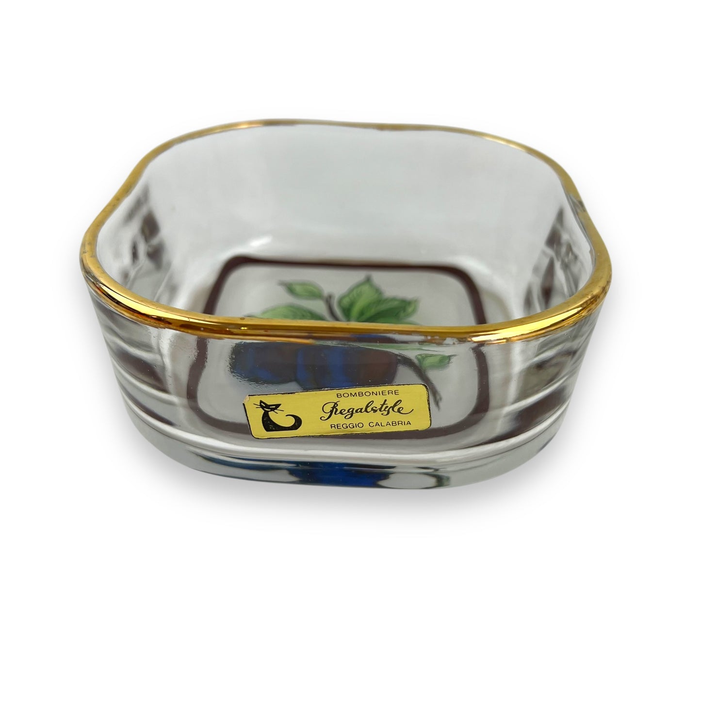 Gold rim round edge square glass fruit bowls set of 2