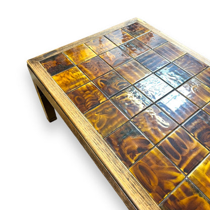 Retro Tile Coffee Table with Warm Brown and Amber Yellow Toned Tiles