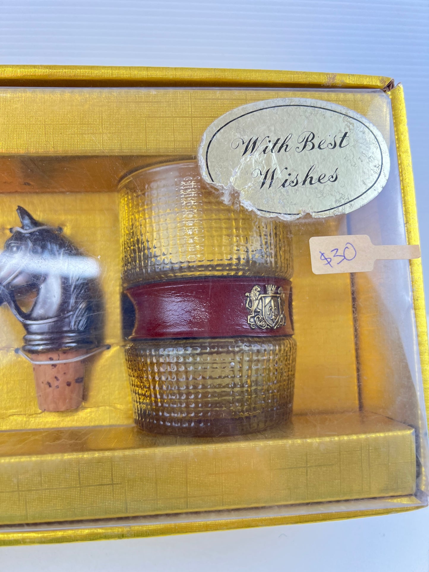 Glass Tumbler & Horse Bottle Stopper Gift Set