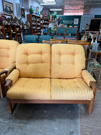Mustard Yellow Bouclé Two-Seater Lounge