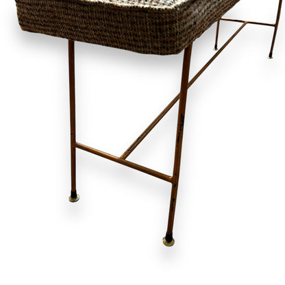 Woven Bench with Metal Legs