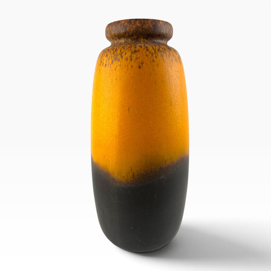 West German Pottery Orange & Brown Floor Vase