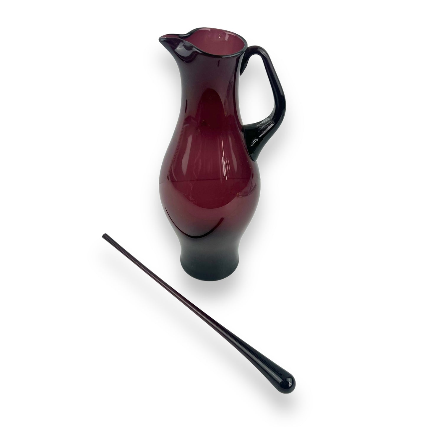 Purple Glass Carafe Jug and stirrer