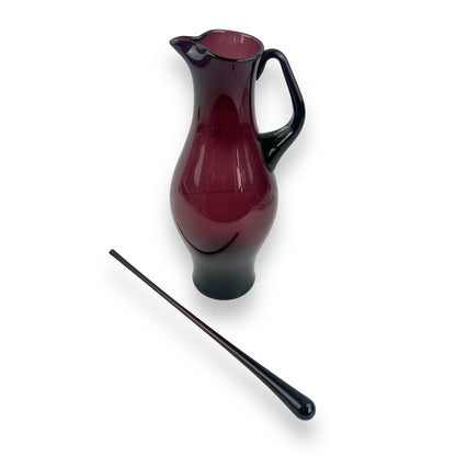 Purple Glass Carafe Jug and stirrer