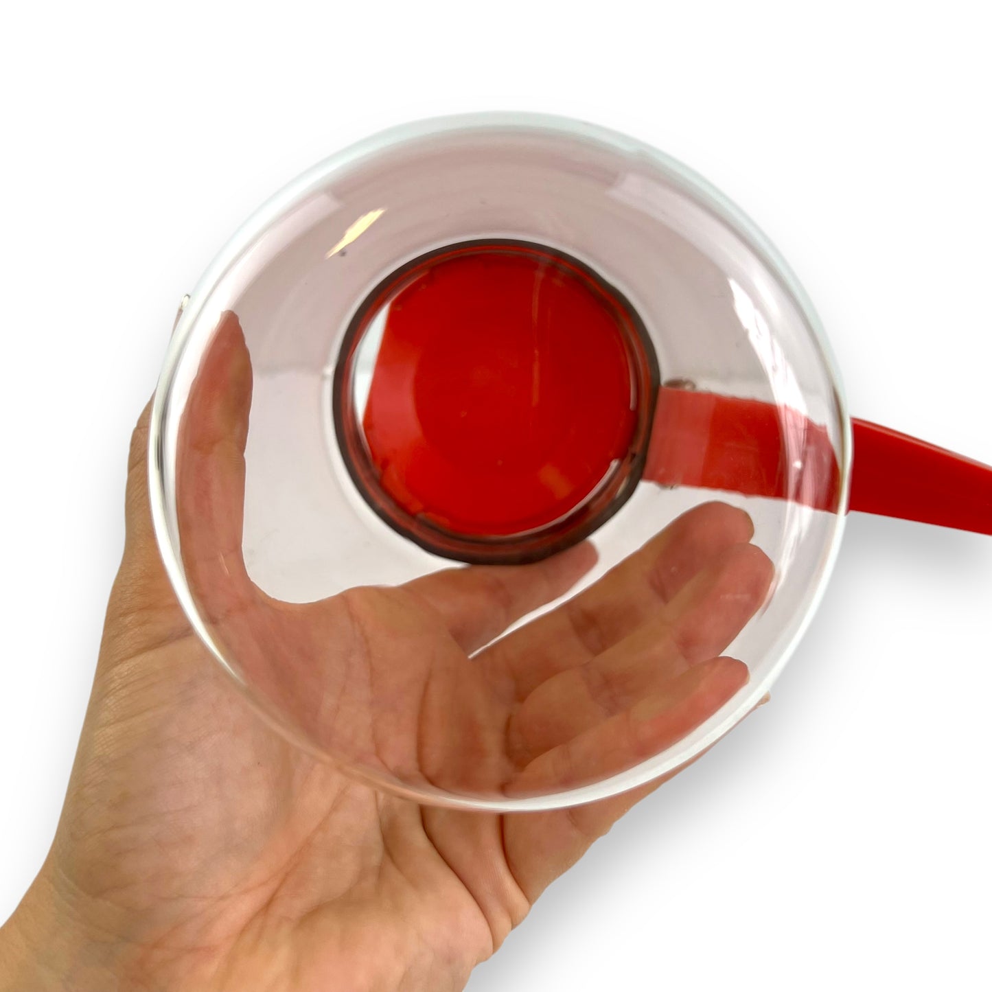 Glass jug red plastic lid & handle