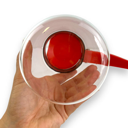 Glass jug red plastic lid & handle